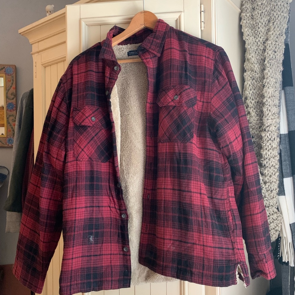 Fuzzy lined flanel jacket